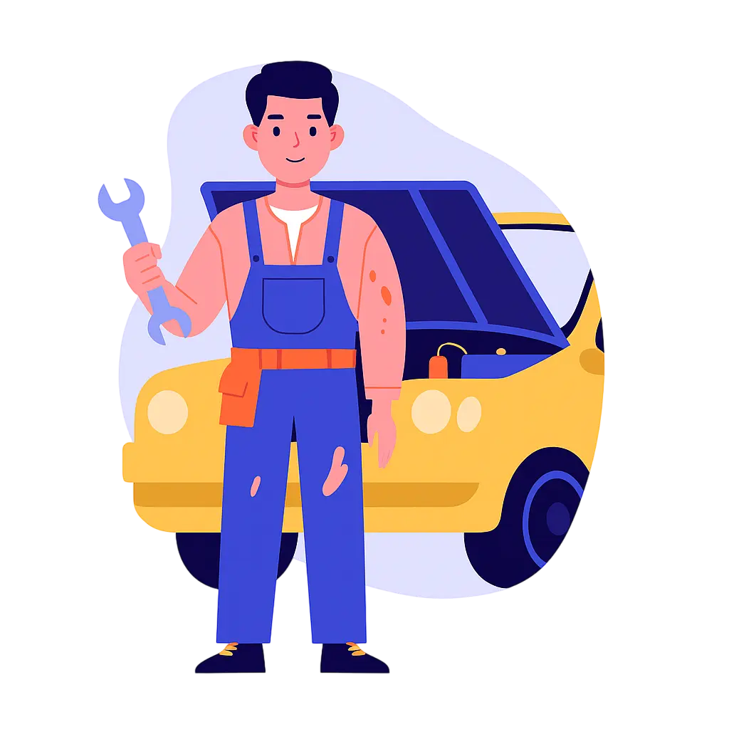 Mechanic working on a car engine